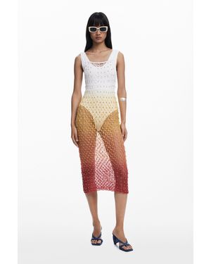 Desigual Gradient Midi Dress - White