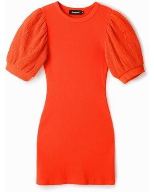 Desigual Short Slim Coral Dress - Red