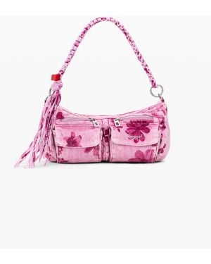 Desigual Medium Denim Floral Bag, Cotton - Pink
