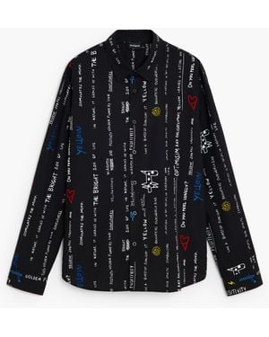 Desigual Printed Shirt, Cotton - Black