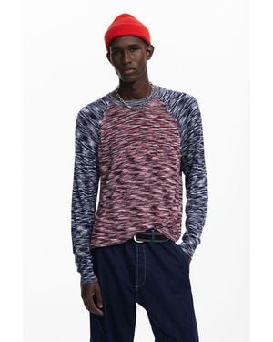 Desigual Two-Tone Marled T-Shirt - Blue