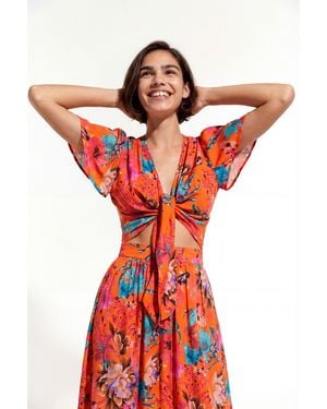 Desigual Coral Tied Blouse, Viscose - Red