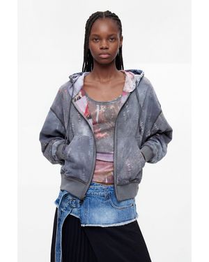 Desigual Sudadera Reversible Estampada, Mujer, Negro - Azul