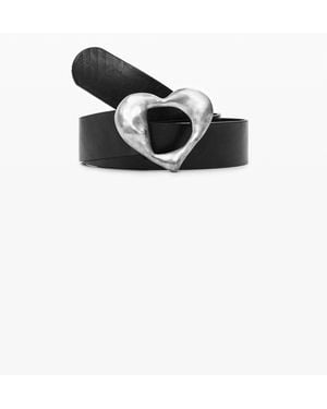 Desigual Leather Heart Belt, Cow Leather - Black