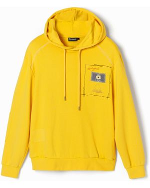 Desigual Patchwork Message Hoodie - Yellow