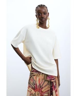 Desigual Camiseta Punto Manga Corta, Blanco