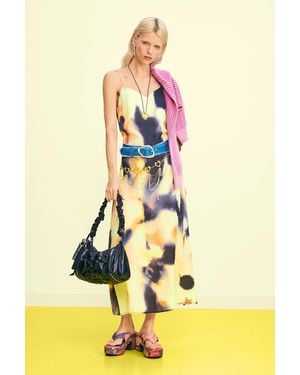 Desigual Printed Long Dress, Polyester - Yellow