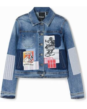 Desigual Patchwork Mickey Mouse Denim Jacket - Blue