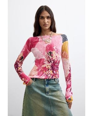 Desigual Pullover Mit Blumenmuster, Damen, Rot