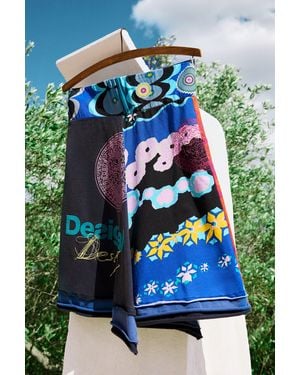 Desigual Falda Punto Midi, Algodon, Negro - Azul