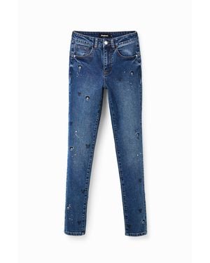Desigual Disney's Mickey Mouse Slim Push-Up Jeans, Cotton - Blue