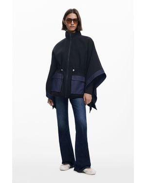 Desigual Kombinierter Denim-Poncho, Schwarz - Blau