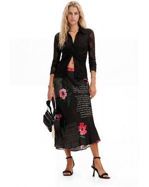 Desigual Text Slip Midi Skirt, Viscose - Black