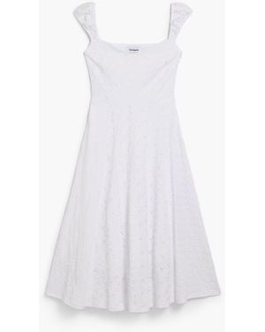 Desigual Embroidered Midi Dress, Cotton - White