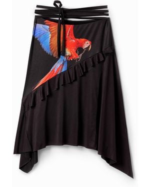 Desigual Tyler Mcgillivary Parrot Midi Skirt, Polyester - Black