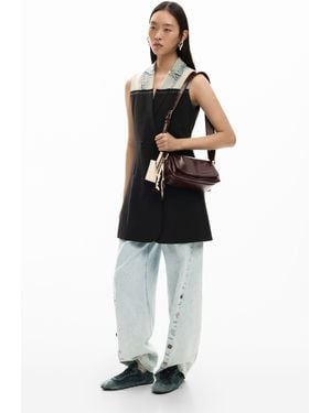 Desigual Crossed Bi-Material Dress - White