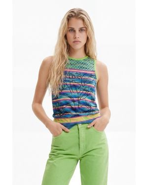 Desigual Knit Striped T-Shirt - Blue