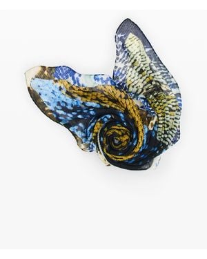 Desigual Foulard Rectangular Estampado, Mujer, Poliester, Negro - Azul