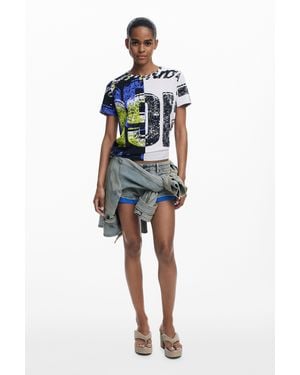 Desigual Kurzarm-T-Shirt - Blau