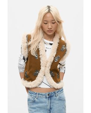 Desigual Printed Hair Sweater - Blue