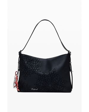 Desigual Medium Embroidered Faux Leather Bag - Black