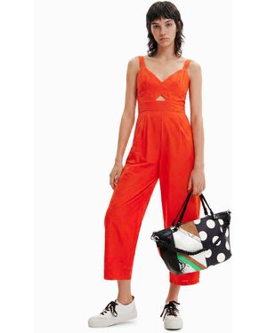 Desigual Long Embroidered Strappy Jumpsuit, Cotton