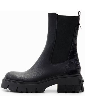 Desigual Elasticated Truck-Sole Chelsea Boots - Black