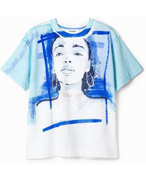 Desigual Girl Illustration T-Shirt - Blue