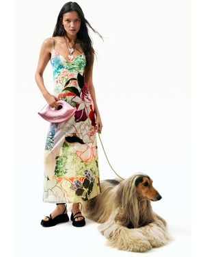 Desigual Bedrucktes Trägerkleid, Polyester, Schwarz - Mettallic