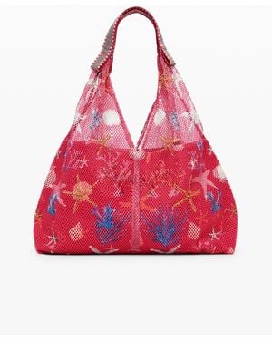 Desigual Medium Star Texture Tote Bag - Red