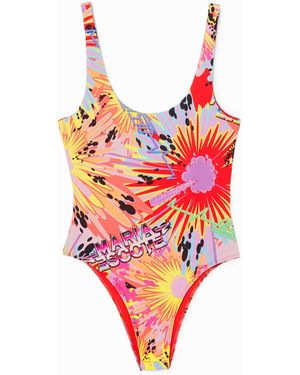Desigual Bodysuit Colour Print, Polyester - Red