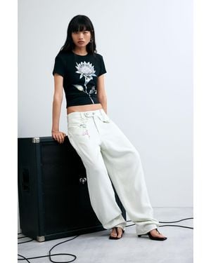 Desigual Baggy Pants Buttons, Lyocell - White