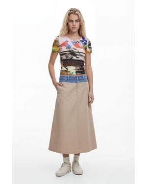 Desigual Long Flared Skirt - Natural