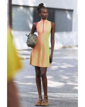 Desigual Vestido Cremallera Punto Tornasolado, Mujer, Amarillo