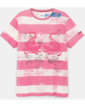 Desigual Baumwoll-Shirt Streifen - Pink