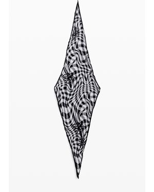 Desigual Foulard Tartán, Poliester, Blanco - Azul