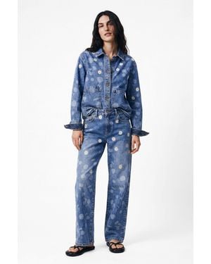 Desigual Regular Embroidered Jeans, Cotton - Blue