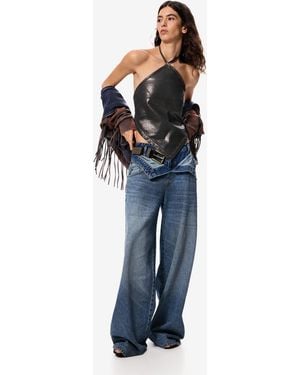 Desigual Double Waistband Denim Trousers Masha Popova, Cotton - Blue