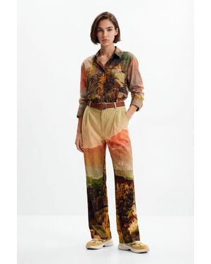 Desigual M. Christian Lacroix Straight Landscape Trousers, Cotton - Metallic