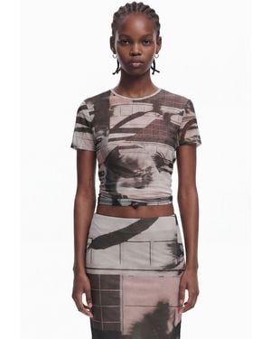 Desigual Arty Print T-Shirt, Polyester - Black