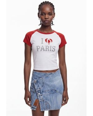 Desigual T-Shirt "I Love Paris" Cotton - Red