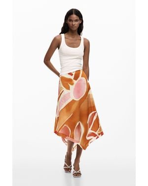 Desigual Asymmetrical Petal Skirt, Viscose - White