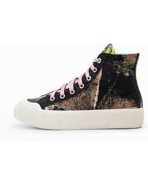 Desigual High-Top Patchwork Sneakers - Black