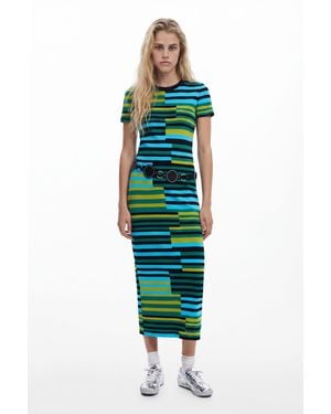 Desigual Striped Long Dress - Green