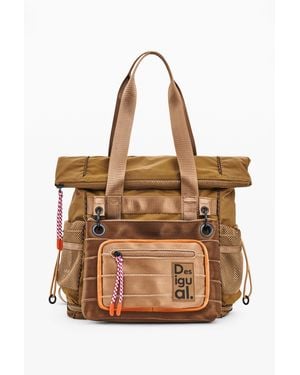 Desigual Large Nylon Backpack, Polyester - Natural