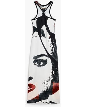 Desigual Fitted Midi Dress Face, Cotton - White