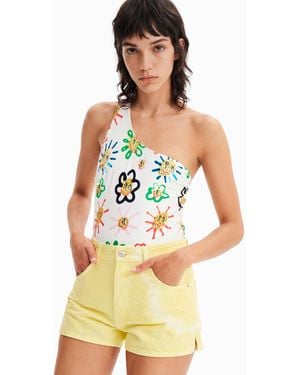Desigual Tie-Dye Denim Shorts, Cotton - Yellow
