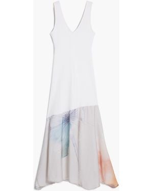 Desigual V-Neck Combined Dress - White