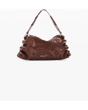 Desigual Bolso Acolchado Mediano, Mujer, Poliuretano, Marrón