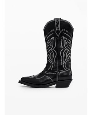 Desigual Cowboy Boot, Cow Leather - Black
